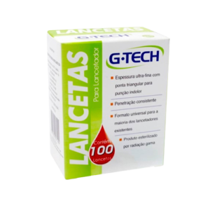 Lancetas p/ Lancetador - G-Tech - 30g Caixa 100UN